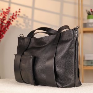 Black Colour Real Cow Leather Shoulder Bag with Wallet and Adjustable Strap , Versatile