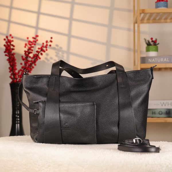 Black Colour Real Cow Leather Shoulder Bag with Wallet and Adjustable Strap , Versatile 2 Black Colour Real Cow Leather Shoulder Bag with Wallet and Adjustable Strap , Versatile