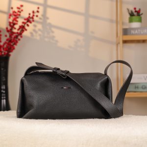 Black Colour Real Leather Shoulder Bag From Cowhide , Handmade