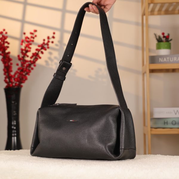 Black Colour Real Leather Shoulder Bag From Cowhide , Handmade 10 Black Colour Real Leather Shoulder Bag From Cowhide , Handmade