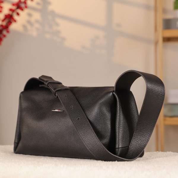Black Colour Real Leather Shoulder Bag From Cowhide , Handmade 3 Black Colour Real Leather Shoulder Bag From Cowhide , Handmade