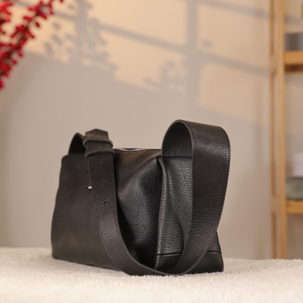 Black Colour Real Leather Shoulder Bag From Cowhide , Handmade 4 Black Colour Real Leather Shoulder Bag From Cowhide , Handmade