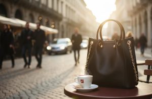Black Colour Real Leather Top Handle Bag With Shoulder Strap