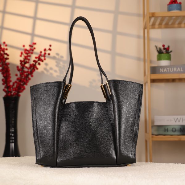 Black Cow Leather Handbag With Inside Bag 1 Black Cow Leather Handbag With Inside Bag