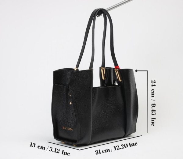 Black Cow Leather Handbag With Inside Bag 11 Black Cow Leather Handbag With Inside Bag