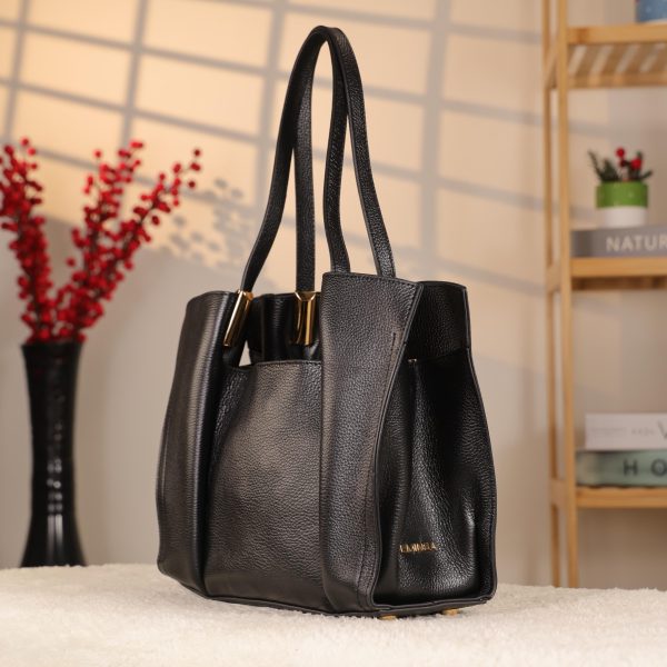 Black Cow Leather Handbag With Inside Bag 2 Black Cow Leather Handbag With Inside Bag