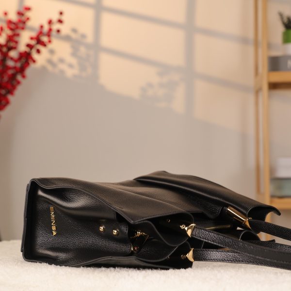 Black Cow Leather Handbag With Inside Bag 3 Black Cow Leather Handbag With Inside Bag