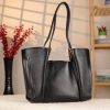 Black Cow Leather Handbag With Inside Bag 6 Black Cow Leather Handbag With Inside Bag