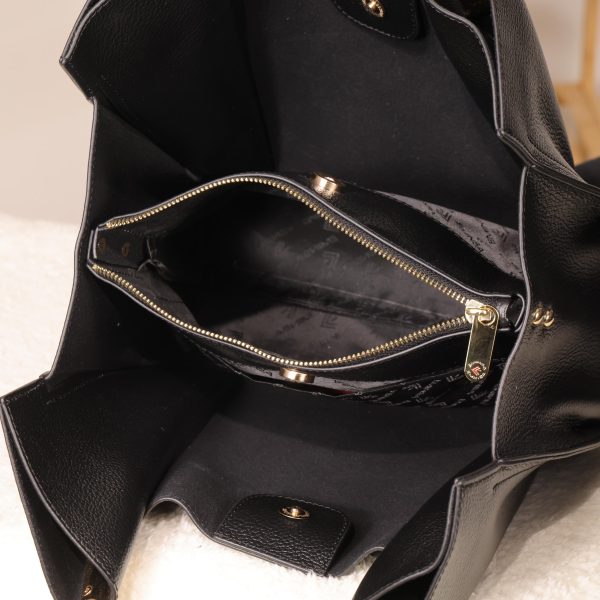 Black Cow Leather Handbag With Inside Bag 9 Black Cow Leather Handbag With Inside Bag