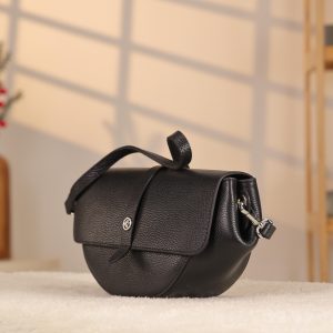 Black Leather Bag , Shoulder / Handbag From Cow Leather , Magnetic Closure and Zippered