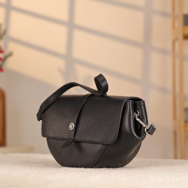 Black Leather Bag , Shoulder / Handbag From Cow Leather , Magnetic Closure and Zippered 1 Black Leather Bag , Shoulder / Handbag From Cow Leather , Magnetic Closure and Zippered