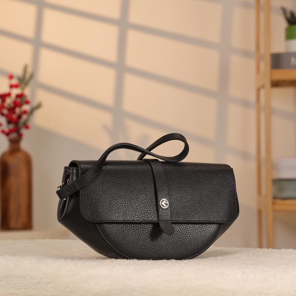 Black Leather Bag , Shoulder / Handbag From Cow Leather , Magnetic Closure and Zippered 4 Black Leather Bag , Shoulder / Handbag From Cow Leather , Magnetic Closure and Zippered