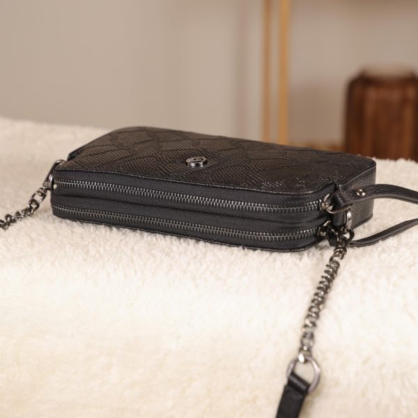 Black Leather Crossbody Bag with Adjustable Strap , Zippered and Multi-Compartment 12 Black Leather Crossbody Bag with Adjustable Strap , Zippered and Multi-Compartment