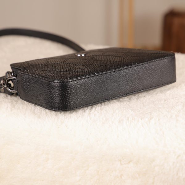 Black Leather Crossbody Bag with Adjustable Strap , Zippered and Multi-Compartment 15 Black Leather Crossbody Bag with Adjustable Strap , Zippered and Multi-Compartment