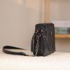 Black Leather Crossbody Bag with Adjustable Strap , Zippered and Multi-Compartment 5 Black Leather Crossbody Bag with Adjustable Strap , Zippered and Multi-Compartment