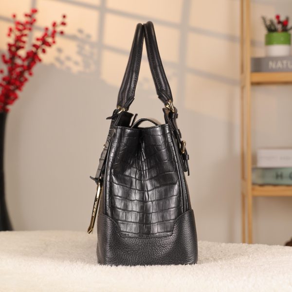 Black Leather Handbag From Real Cow Leather With Shoulder Strap , Luxury Bag 3 Black Leather Handbag From Real Cow Leather With Shoulder Strap , Luxury Bag