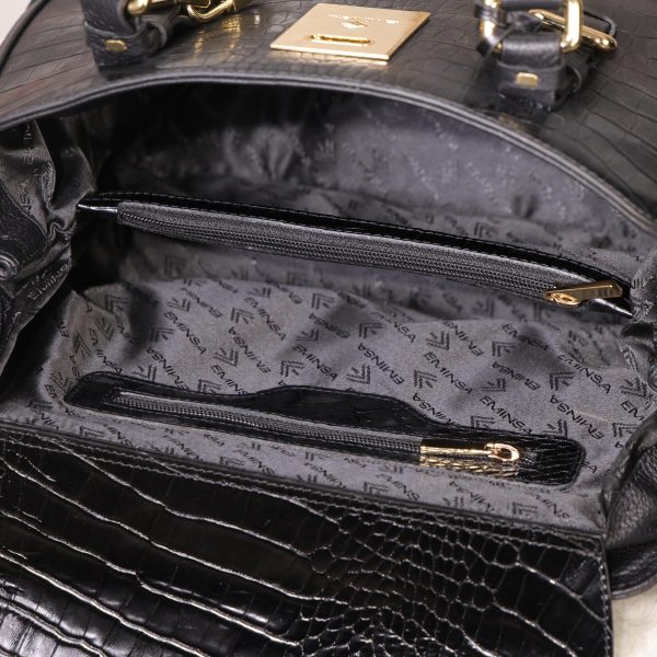 Black Leather Handbag From Real Cow Leather With Shoulder Strap , Luxury Bag 5 Black Leather Handbag From Real Cow Leather With Shoulder Strap , Luxury Bag