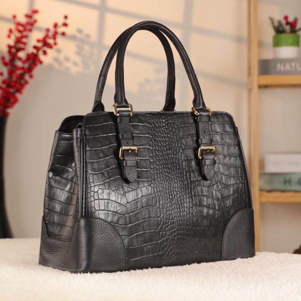 Black Leather Handbag From Real Cow Leather With Shoulder Strap , Luxury Bag 6 Black Leather Handbag From Real Cow Leather With Shoulder Strap , Luxury Bag