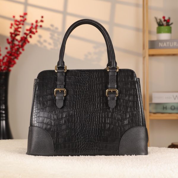 Black Leather Handbag From Real Cow Leather With Shoulder Strap , Luxury Bag 7 Black Leather Handbag From Real Cow Leather With Shoulder Strap , Luxury Bag