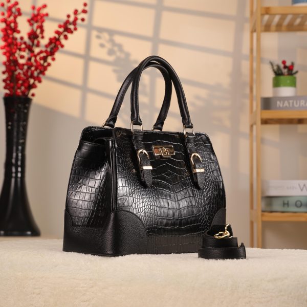 Black Leather Handbag From Real Cow Leather With Shoulder Strap 1 Black Leather Handbag From Real Cow Leather With Shoulder Strap
