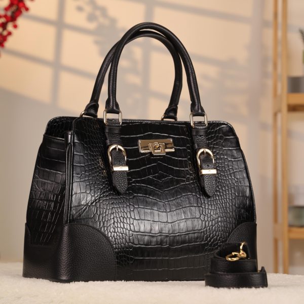 Black Leather Handbag From Real Cow Leather With Shoulder Strap 5 Black Leather Handbag From Real Cow Leather With Shoulder Strap