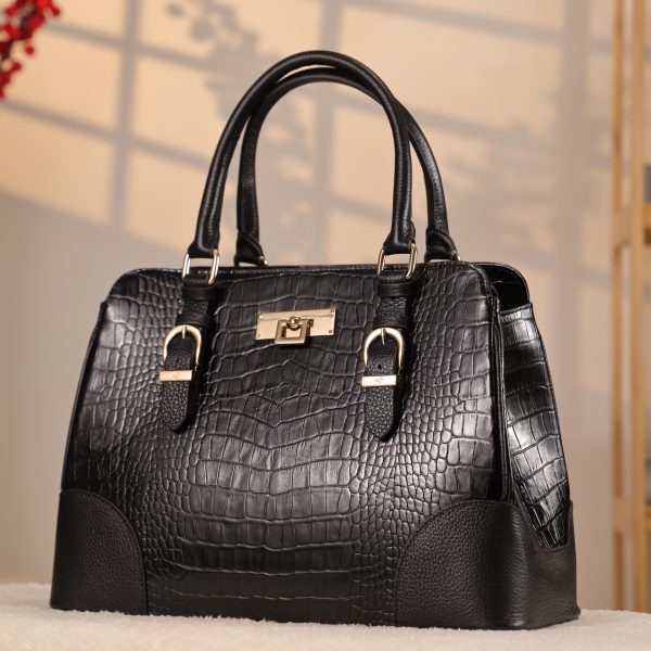 Black Leather Handbag From Real Cow Leather With Shoulder Strap 9 Black Leather Handbag From Real Cow Leather With Shoulder Strap