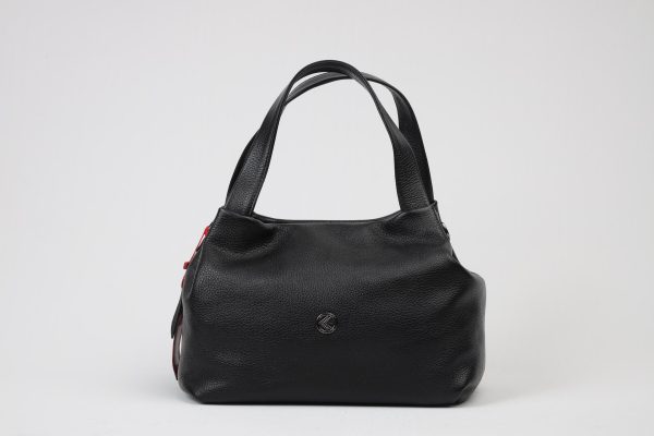 Black Leather Handbag & Shoulder Bag from Real Cow Leather With Adjustable Strap , Soft