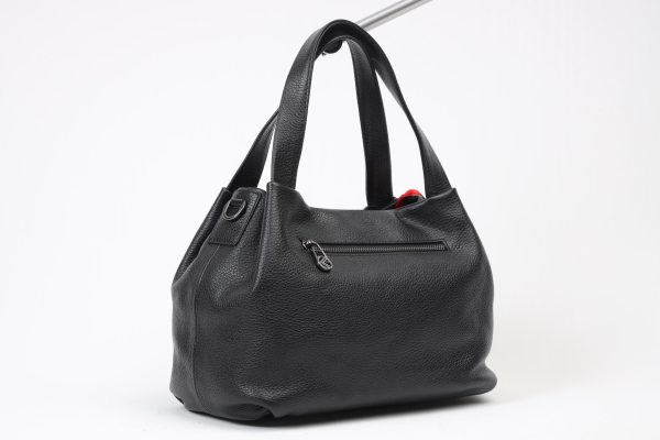 Black Leather Handbag & Shoulder Bag from Real Cow Leather With Adjustable Strap , Soft