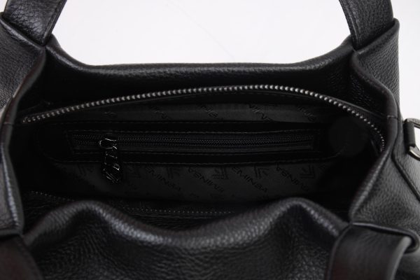 Black Leather Handbag & Shoulder Bag from Real Cow Leather With Adjustable Strap , Soft