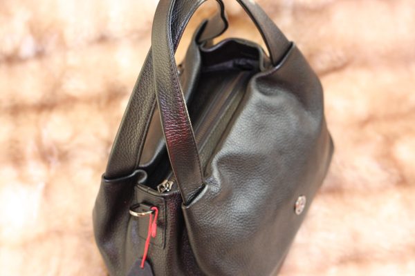 Black Leather Handbag & Shoulder Bag from Real Cow Leather With Adjustable Strap , Soft