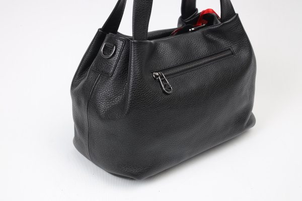 Black Leather Handbag & Shoulder Bag from Real Cow Leather With Adjustable Strap , Soft