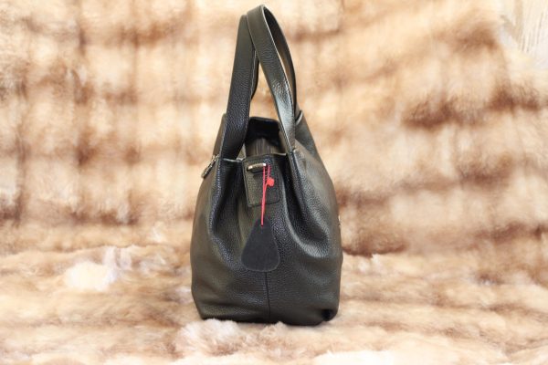 Black Leather Handbag & Shoulder Bag from Real Cow Leather With Adjustable Strap , Soft