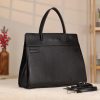 Black Leather Handbag With Magnetic Closure - Multi-Compartment / With Shoulder Strap / Everyday 1 Black Leather Handbag With Magnetic Closure - Multi-Compartment / With Shoulder Strap / Everyday