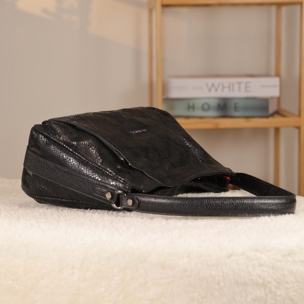 Black Leather Handbag with Shoulder Strap , Night Bag , All Season 12 Black Leather Handbag with Shoulder Strap , Night Bag , All Season