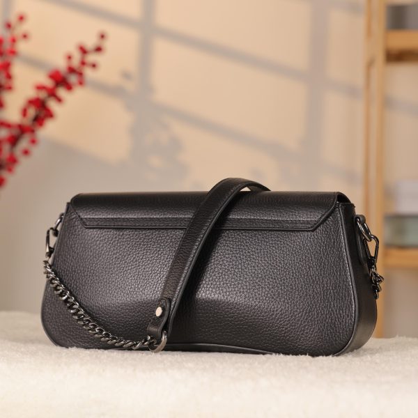 Black Leather Shoulder Bag and Handbag With Adjustable Strap , Magnetic Closure and Zippered 10 Black Leather Shoulder Bag and Handbag With Adjustable Strap , Magnetic Closure and Zippered