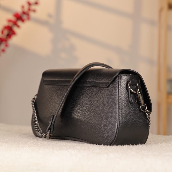 Black Leather Shoulder Bag and Handbag With Adjustable Strap , Magnetic Closure and Zippered 11 Black Leather Shoulder Bag and Handbag With Adjustable Strap , Magnetic Closure and Zippered