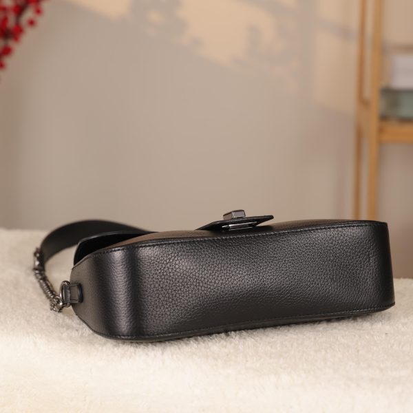 Black Leather Shoulder Bag and Handbag With Adjustable Strap , Magnetic Closure and Zippered 14 Black Leather Shoulder Bag and Handbag With Adjustable Strap , Magnetic Closure and Zippered