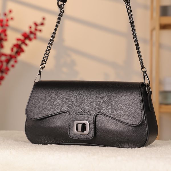 Black Leather Shoulder Bag and Handbag With Adjustable Strap , Magnetic Closure and Zippered 2 Black Leather Shoulder Bag and Handbag With Adjustable Strap , Magnetic Closure and Zippered