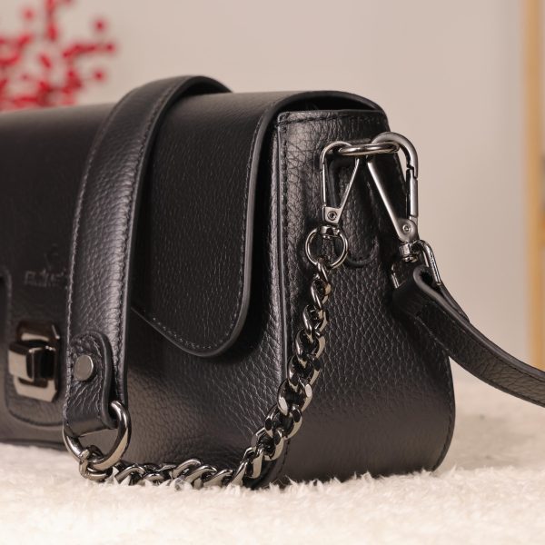 Black Leather Shoulder Bag and Handbag With Adjustable Strap , Magnetic Closure and Zippered 6 Black Leather Shoulder Bag and Handbag With Adjustable Strap , Magnetic Closure and Zippered