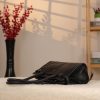 Black Leather Shoulder Bag and Handbag With Shoulder Strap , Trendy