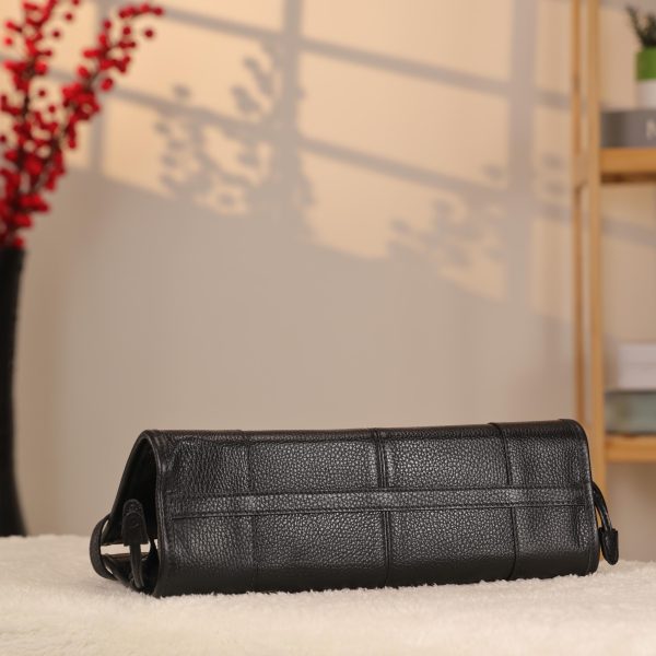 Black Leather Shoulder Bag and Handbag With Shoulder Strap , Trendy