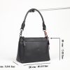 Black Leather Shoulder Bag / Handbag With Adjustable Shoulder Strap / Zippered and Multi-Compartment 12 Black Leather Shoulder Bag / Handbag With Adjustable Shoulder Strap / Zippered and Multi-Compartment
