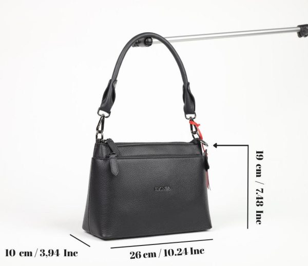 Black Leather Shoulder Bag / Handbag With Adjustable Shoulder Strap / Zippered and Multi-Compartment 12 Black Leather Shoulder Bag / Handbag With Adjustable Shoulder Strap / Zippered and Multi-Compartment