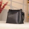 Black Leather Shoulder Bag / Handbag With Adjustable Shoulder Strap / Zippered and Multi-Compartment 2 Black Leather Shoulder Bag / Handbag With Adjustable Shoulder Strap / Zippered and Multi-Compartment