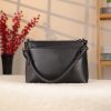 Black Leather Shoulder Bag / Handbag With Adjustable Shoulder Strap / Zippered and Multi-Compartment 6 Black Leather Shoulder Bag / Handbag With Adjustable Shoulder Strap / Zippered and Multi-Compartment