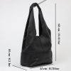 Black Leather Shoulder Bag with Adjustable Strap and Make-up Bag
