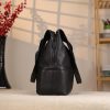Black Leather Shoulder Bag with Adjustable Strap and Make-up Bag