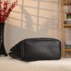Black Leather Shoulder Bag with Adjustable Strap and Make-up Bag
