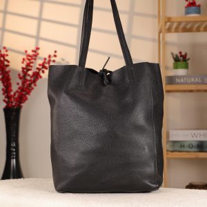 Black Leather Tote From Real Cow Leather