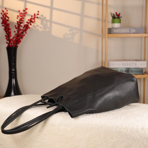 Black Leather Tote From Real Cow Leather 4 Black Leather Tote From Real Cow Leather